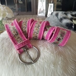 Fuchsia Pink Floral Fabric Belt from Europe